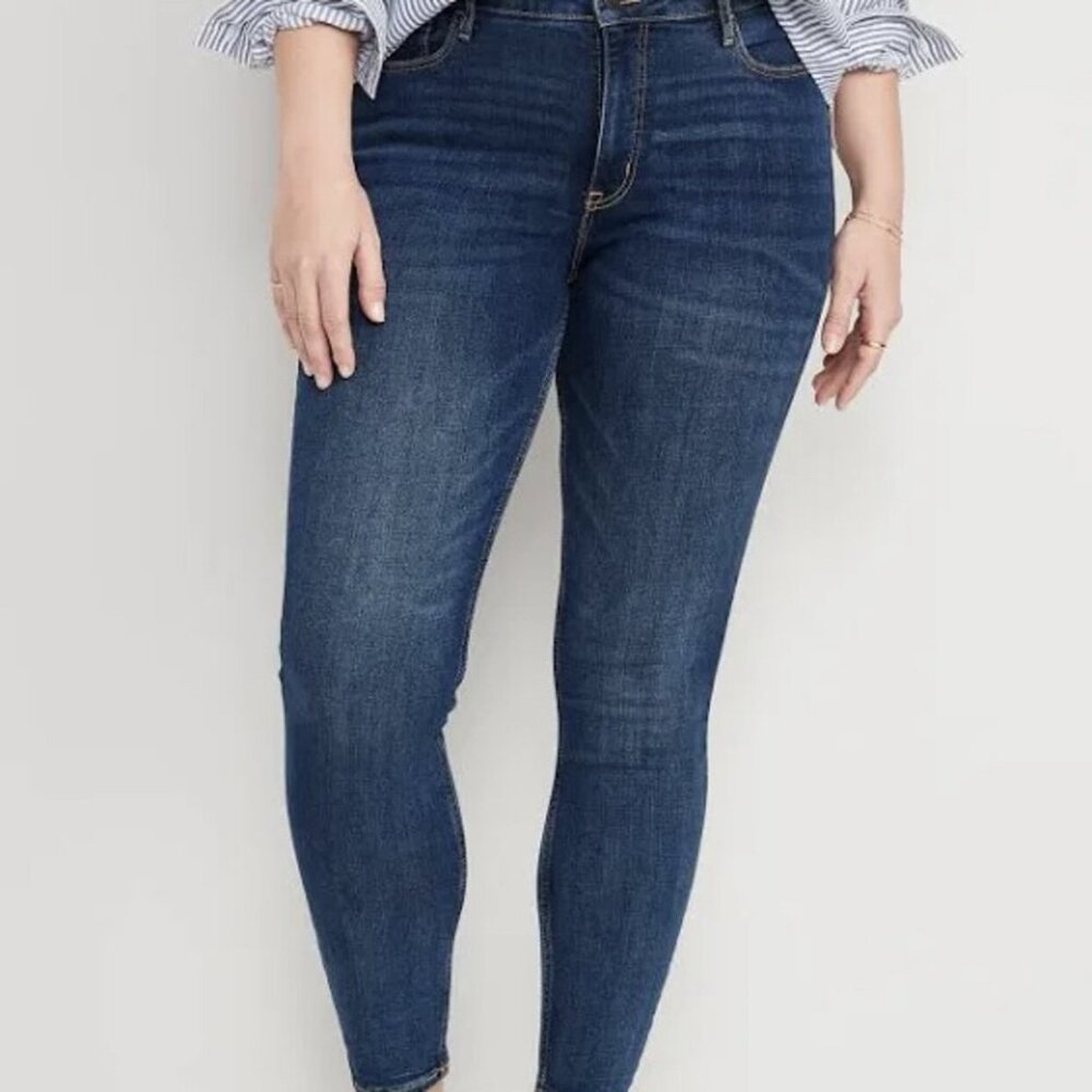 Old Navy Rockstar Super Skinny High Rise Dark Wash Jeans Secret Slim Pockets 14